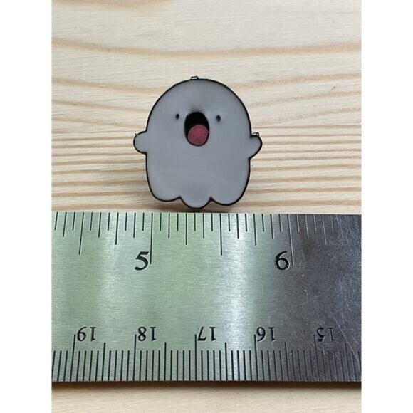 Cute Ghost Enamel Lapel Pin With Silver-Tone Metal Backing - Picture 3 of 3